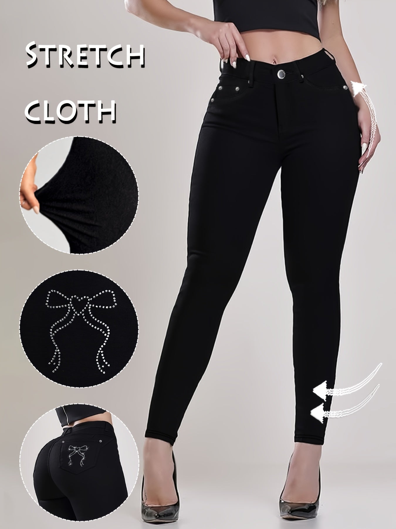Women's High Waisted Skinny Jeans – Stretchy Denim with Button Accents & Multiple Pockets, Flattering Slim Fit for All Seasons, 11 Colors, Sizes S-XXL