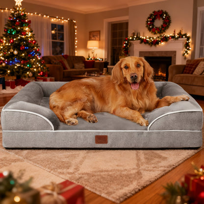 Dog Bed for Large & Extra Large Dogs – Washable Sofa Style Pet Bed with Removable Cover & Non-Skid Bottom, Comfortable Giant Dog Cat Couch, Grey, Multiple Sizes M-XXL