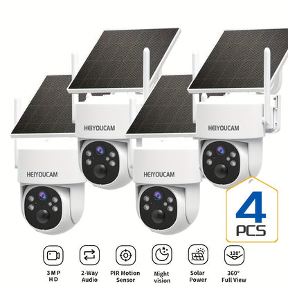 3MP Solar Security Camera Outdoor Wireless – 360° View, Smart Siren, Spotlight, AI Human Detection & Tracking, Color Night Vision, Two-Way Talk, Weatherproof, Wall Mount, Motion Sensor WiFi CCTV
