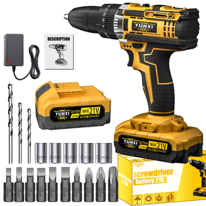 21V Brushless Cordless Impact Wrench & Drill Set – 4000mAh Li-ion Battery, Toolbox, Charger & Socket Accessories for Automotive, Home & Industrial Use