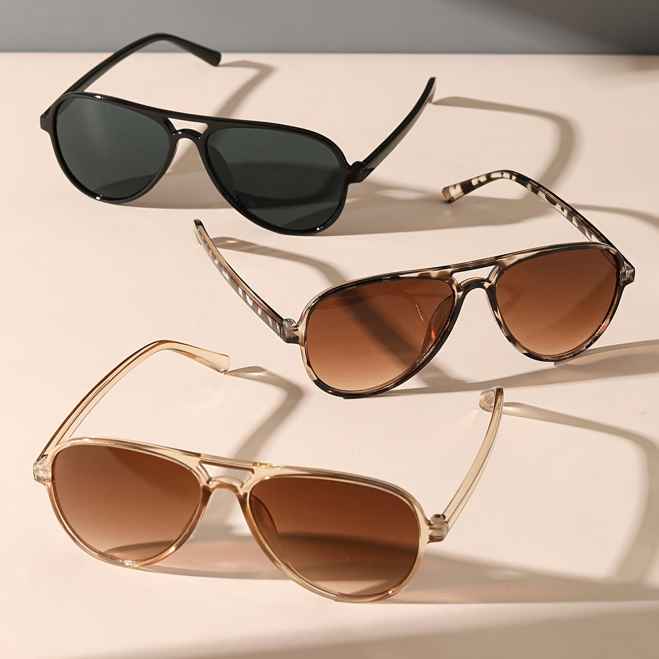 Women's Double Bridge Fashion Glasses 3-Pack Tortoiseshell Minimalist Casual Everyday Eyewear Set