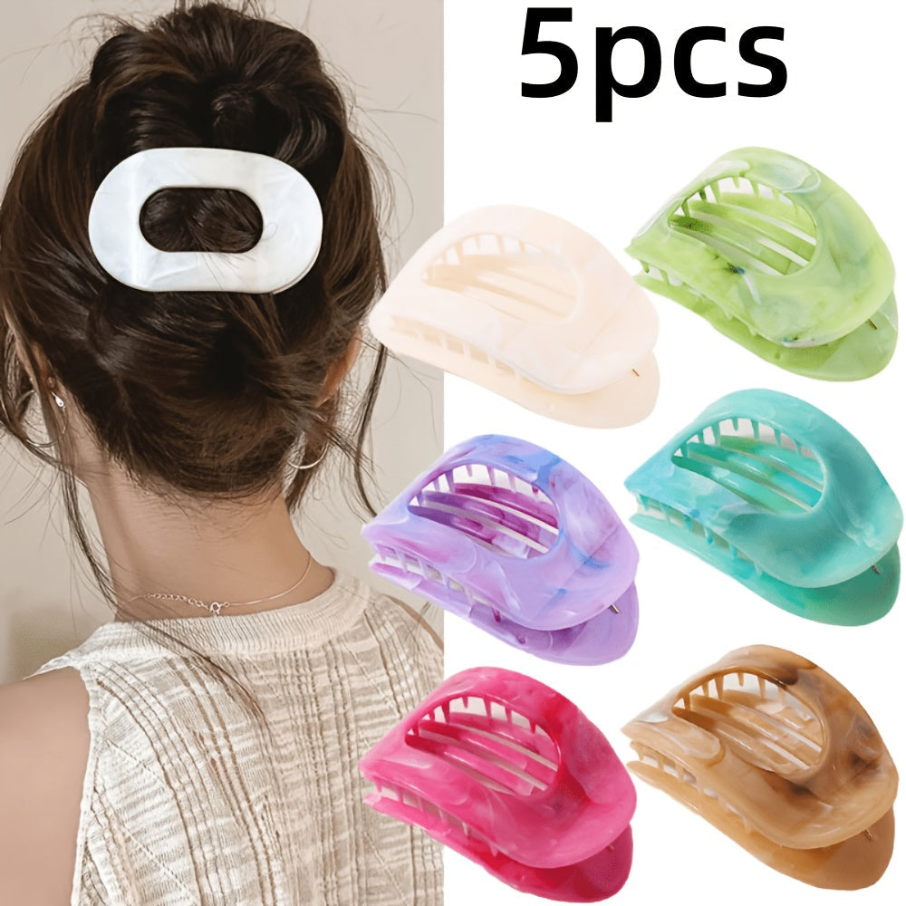 Oversized Shark Claw Hair Clips Set 5/6 Pcs – Non-Slip Extra-Large Flat Claw Clips for Thick Hair, Beach, Party & Everyday Wear, Vibrant Colors