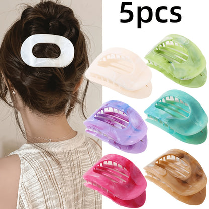 Oversized Shark Claw Hair Clips Set 5/6 Pcs – Non-Slip Extra-Large Flat Claw Clips for Thick Hair, Beach, Party & Everyday Wear, Vibrant Colors