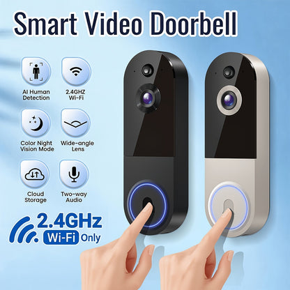 Wireless Doorbell Security Camera 1080P HD | 166° Panoramic View, Auto Tracking, Night Vision, Spotlight, Two-Way Audio, Person & Vehicle Detection, 2.4G WiFi – 1pc or 2pcs