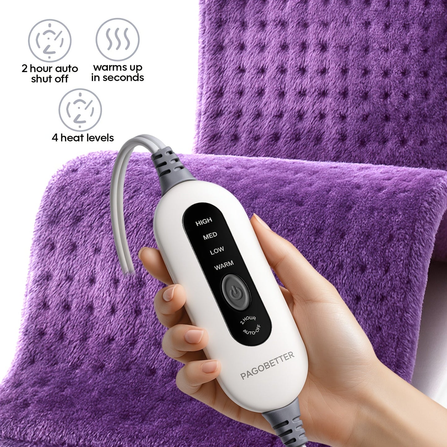 Heating Pad for Back Neck Shoulders & Cramps – Ultra Soft Flannel with 6 Heat Settings, Dry & Moist Heat, Auto Shut-Off, Machine Washable, 3 Sizes (12x15 / 12x24 / 17x33 in), Perfect Gift for Mom