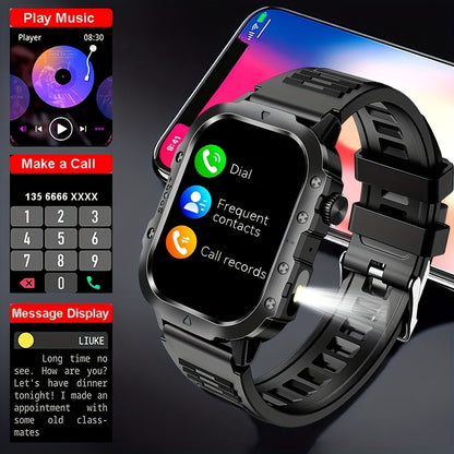 Smart Watch 2.01 Inch Large Screen LED Flashlight Fitness Tracker for Men Women Compatible Android iPhone Outdoor Sports Activity Tracker Heart Rate Monitor Step Counter Sleep Tracker