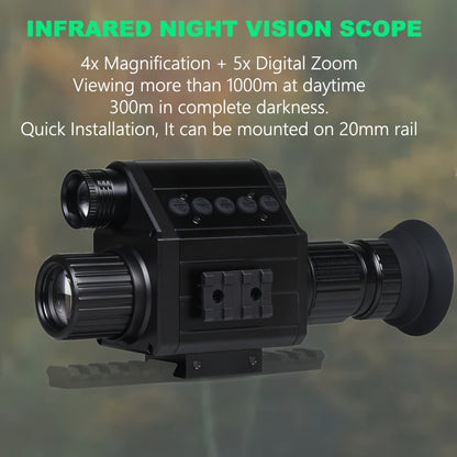 Digital Night Vision Scope for Hunting – Infrared Riflescope Monocular, 5X Zoom, HD 1080P Video Recording, 32GB TF Card & 2600mAh Battery, Built-In Reticle for Hunting, Camping & Wild Adventure