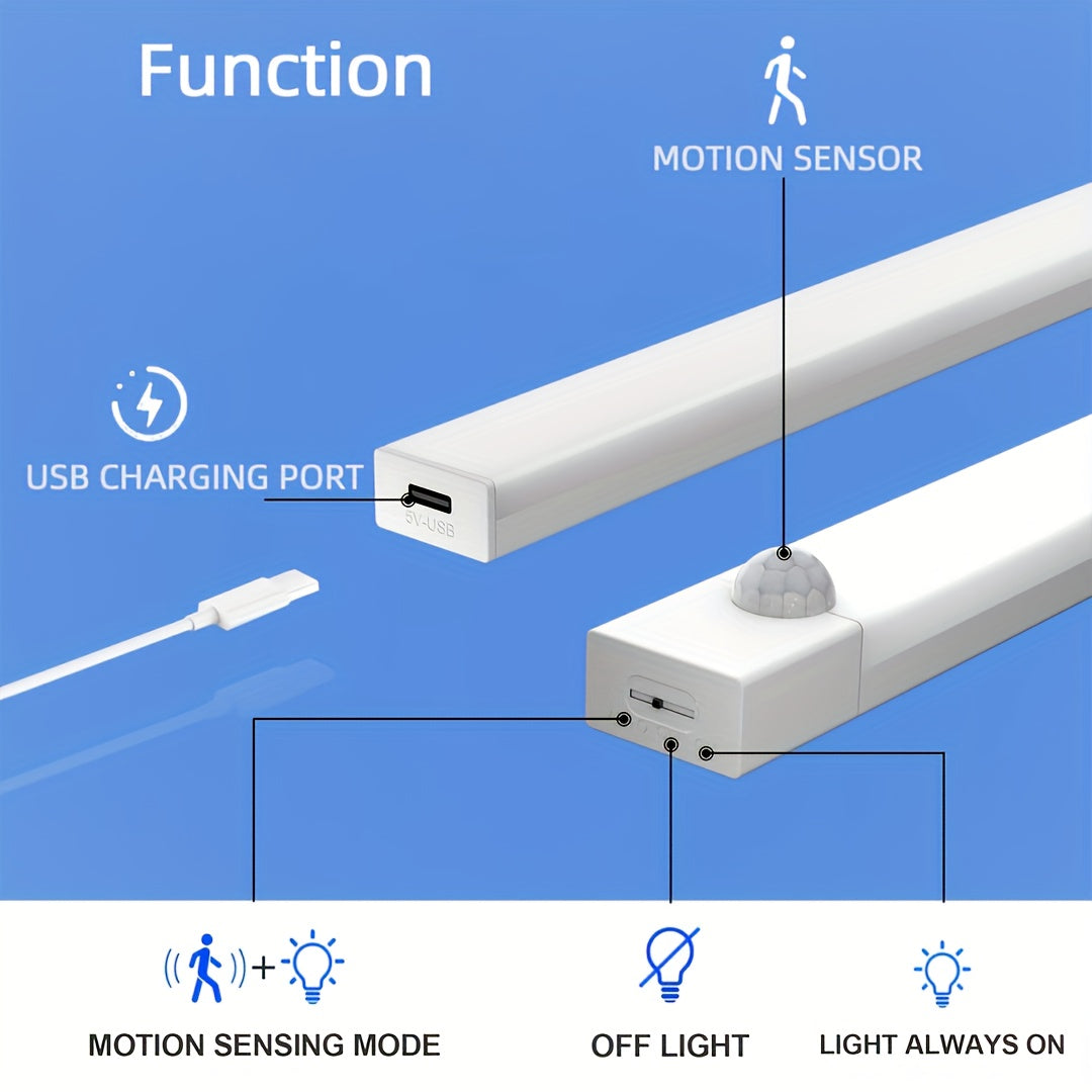 6pcs Smart LED Motion Sensor Cabinet Light – USB-C Rechargeable, 3 Adjustable Modes, Magnetic Mount, Wireless Night Light for Kitchen, Closet, Bedroom, Stairs, Hallway & Bathroom
