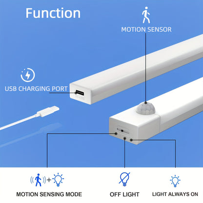 6pcs Smart LED Motion Sensor Cabinet Light – USB-C Rechargeable, 3 Adjustable Modes, Magnetic Mount, Wireless Night Light for Kitchen, Closet, Bedroom, Stairs, Hallway & Bathroom