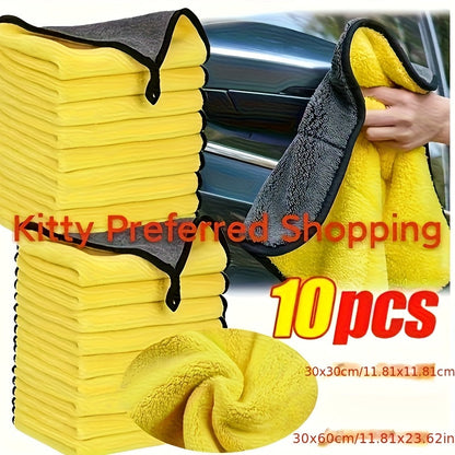 10pcs Microfiber Car Cleaning Towels – Super Absorbent, Lint-Free, No Streaks, Car Wash Drying Cloths for Car Exterior, Interior, Glass & Household Cleaning