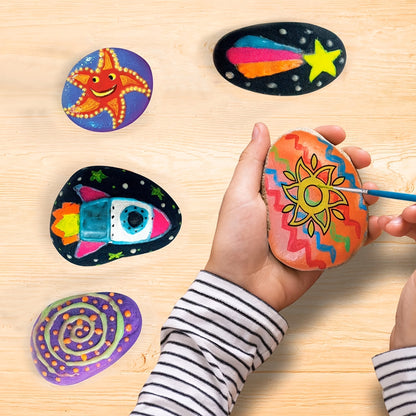 Glow in the Dark Rock Painting Kit for Kids Ages 6+ – Complete Arts & Crafts Set with 10 Rocks, 17 Paints, Gems, Brushes & Stickers | STEM Creative Art Toy Gift for Boys & Girls, Birthday & Easter