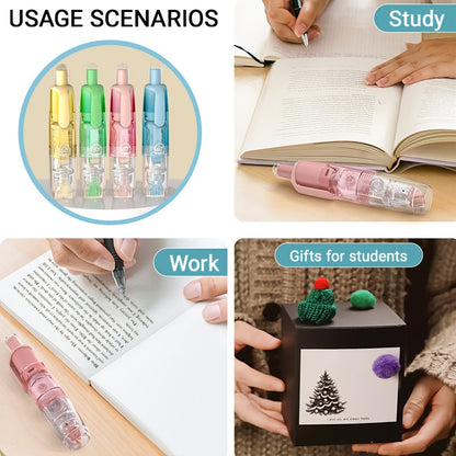 Retractable Correction Tape with Refills – Mess-Free Instant Error Correction for School Office & Home, 1pc + 2 Refills or 4-Pack + 8 Refills, Smooth Dry Correction Tape Back to School Supplies