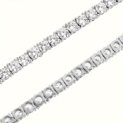 S925 Sterling Silver Moissanite Tennis Bracelet for Women Men – Luxury CZ Bling Hip Hop Bracelet Sizes 6–9 Inch, Wedding Anniversary Birthday Gift