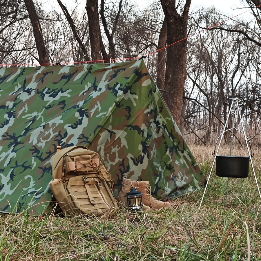 Outdoor Camping Tarp Canopy with UV Protection & Alloy Bracket – Portable Foldable 4-Person Shelter for Backpacking, Hiking, Garden & Outdoor Survival | All-Season Camping Awning