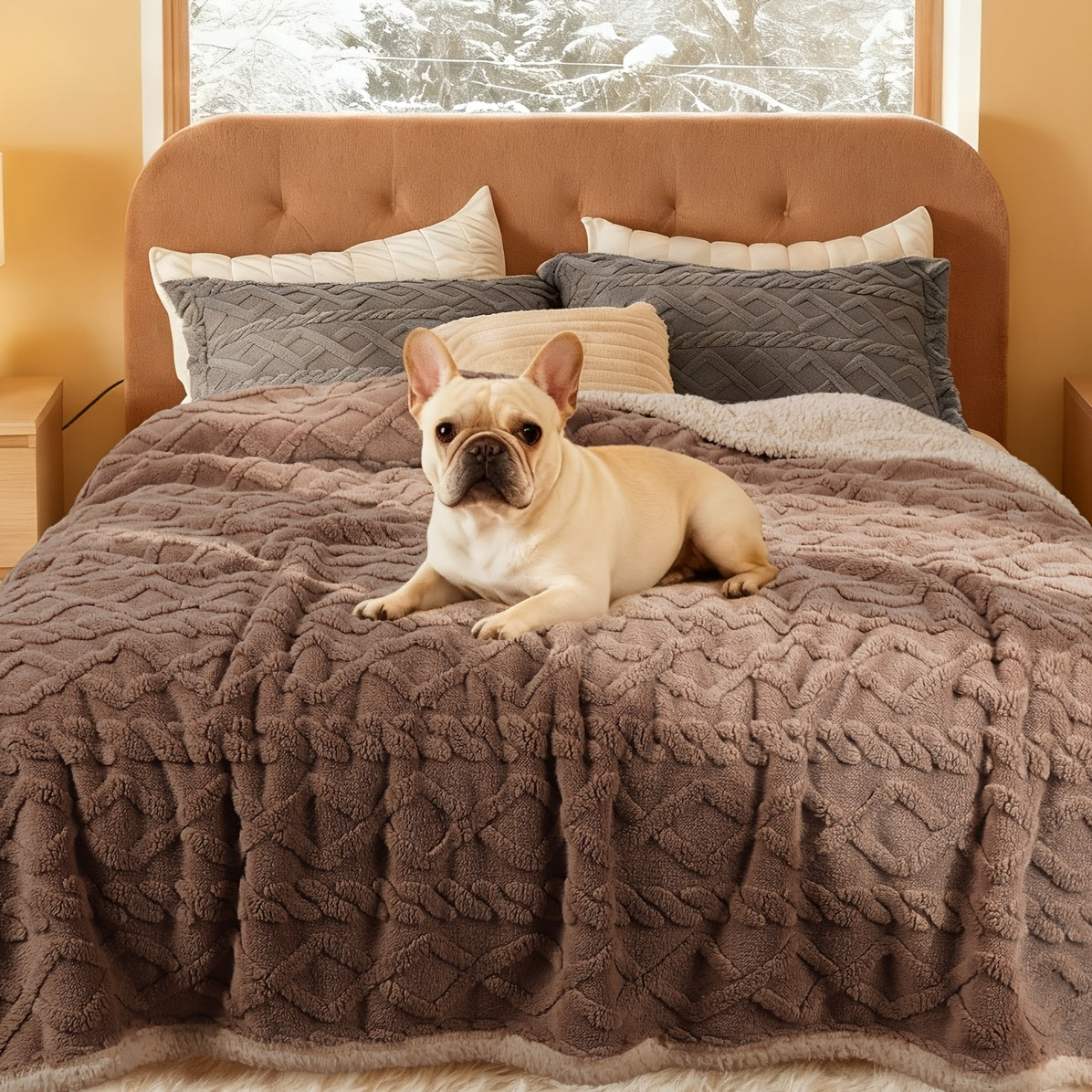 Liquid-Proof Pet Blanket Reversible Sherpa Fleece Sofa Bed Furniture Protector for Dogs Cats Machine Washable Throw Blanket Small Medium Large XL Light Gray Khaki Beige Dark Gray