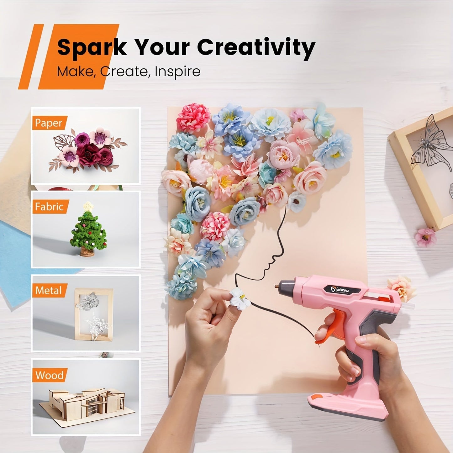 Cordless Hot Glue Gun USB Rechargeable with 25 Glue Sticks – 20 Second Fast Heating Anti-Drip Safety Design for DIY Crafts Home Repair Plush Toy Repair and Handmade Projects – Pink Grey Blue