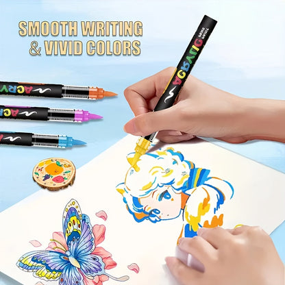Acrylic Paint Markers Brush Tip Waterproof Quick-Drying Paint Pens for Rock Painting Wood Canvas Glass Ceramic Metal 12 to 168 Colors Art Craft Supplies Gift