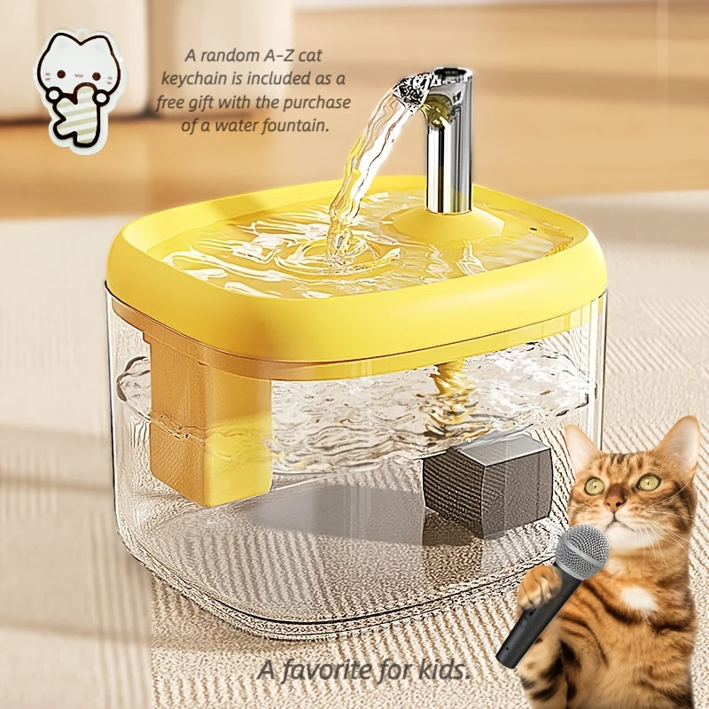 Cat Water Fountain Ultra Quiet USB – Fully Automatic Circulating Pet Smart Water Dispenser, No Batteries Required, Available in Gray, White & Yellow
