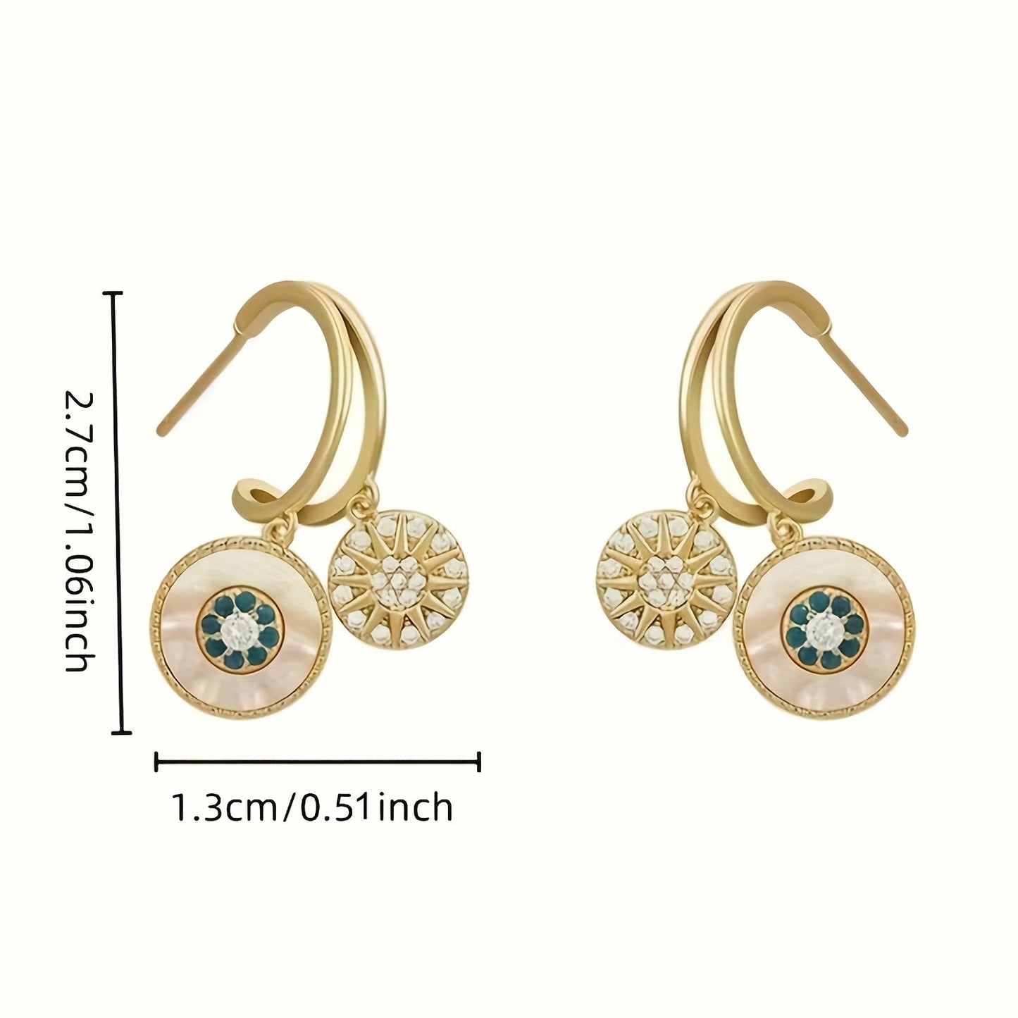Vintage Bohemian Drop Earrings for Women - 18K Gold Plated Cubic Zirconia Dangle Earrings with 925 Sterling Silver Hooks, Elegant Boho Everyday Fashion Jewelry, Perfect Gift for Her