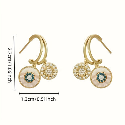 Vintage Bohemian Drop Earrings for Women - 18K Gold Plated Cubic Zirconia Dangle Earrings with 925 Sterling Silver Hooks, Elegant Boho Everyday Fashion Jewelry, Perfect Gift for Her