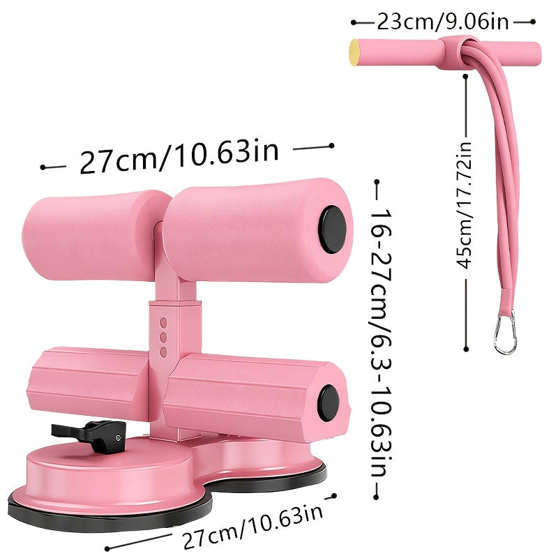 Portable Sit Up Bar – 3-Section Adjustable Design, Dual Suction Cups & Resistance Bands, Lightweight Home Core Fitness Equipment for Small Spaces