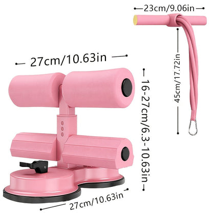 Portable Sit Up Bar – 3-Section Adjustable Design, Dual Suction Cups & Resistance Bands, Lightweight Home Core Fitness Equipment for Small Spaces
