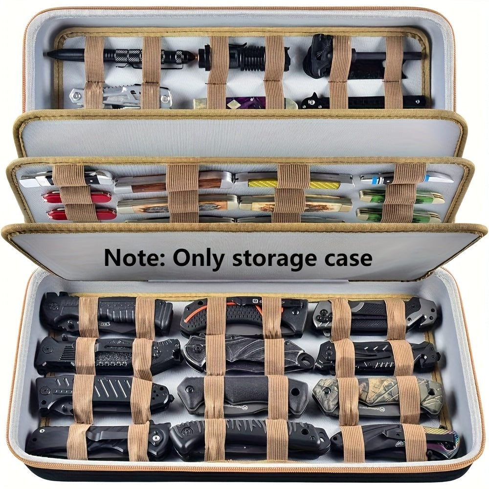 Knife Display Case 88 Slots Large Capacity Pocket Knife Storage Organizer for 66+ Folding Knives, Hard EVA Shell with Elastic Bands, 4 Slot Sizes, Smooth Zipper, Portable Carry Handle – EDC Knife Collector Case