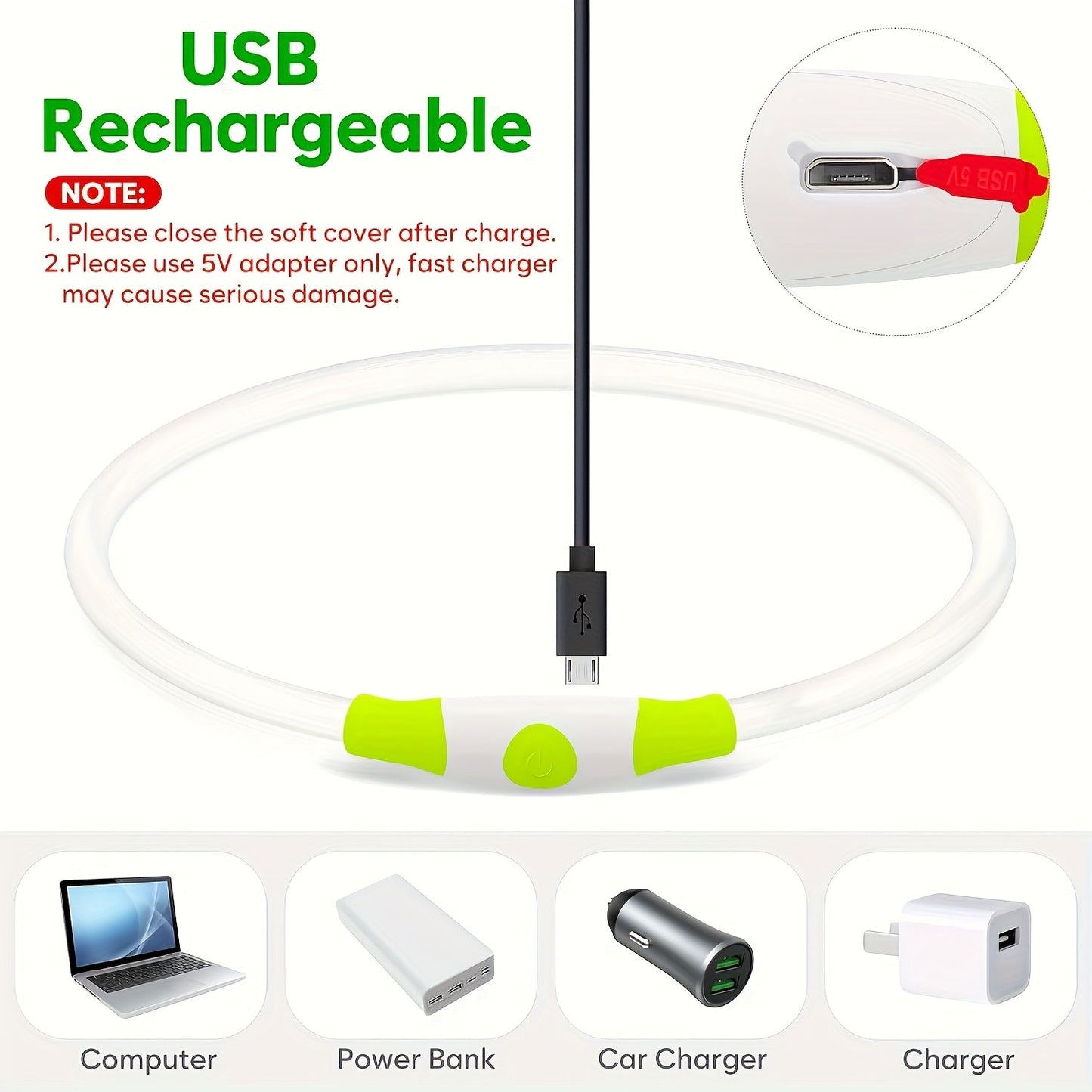USB Rechargeable LED Dog Collar – Light Up 360° Glow Safety Collar with 3 Modes, Adjustable TPU Cuttable Collar for Small Medium Large Dogs, Night Walking Running & Hunting
