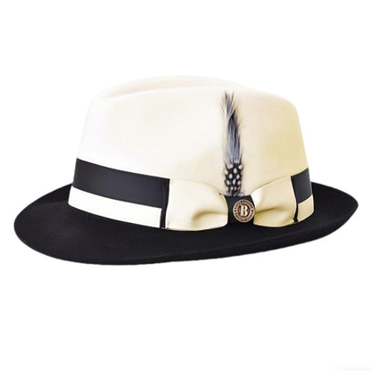 Men's Vintage British Gentleman Top Hat – Cashmere Wool Blend Adjustable 57-60cm, Classic Fall Winter Dress Hat in Black White Red Yellow, Stylish Gift for Men Birthdays Holidays