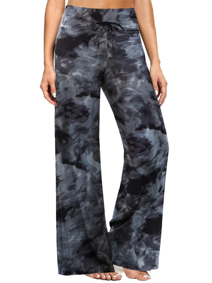 Wide Leg Palazzo Pants for Women 4-Pack – High Waist Flowy Stretchy Casual Beach Lounge Pants, Loose Dress Pants for Everyday Wear, Vacation, Summer & Plus Size – S to XXL, Black & Mixed Colors