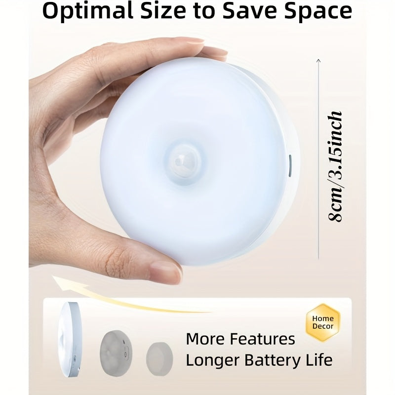 LED Motion Sensor Night Lights USB Rechargeable Wireless Dual Mode Adjustable Brightness Magnetic Mount – Under Cabinet Kitchen Hallway Stairs Closet 6 or 12 Pack