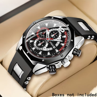 Men's Casual Quartz Watch Silicone Strap Date Display Sporty Analog Wristwatch – 11 Colors, Lightweight Fashion Watch for Men, Perfect Gift for Him Birthday Christmas Thanksgiving