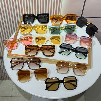 14-Pack Women's Square Frame Tinted Fashion Glasses Set – Minimalist European & American Style, Durable PC Frames, Colorful Lenses, Bulk Party & Gathering Eyewear for Women