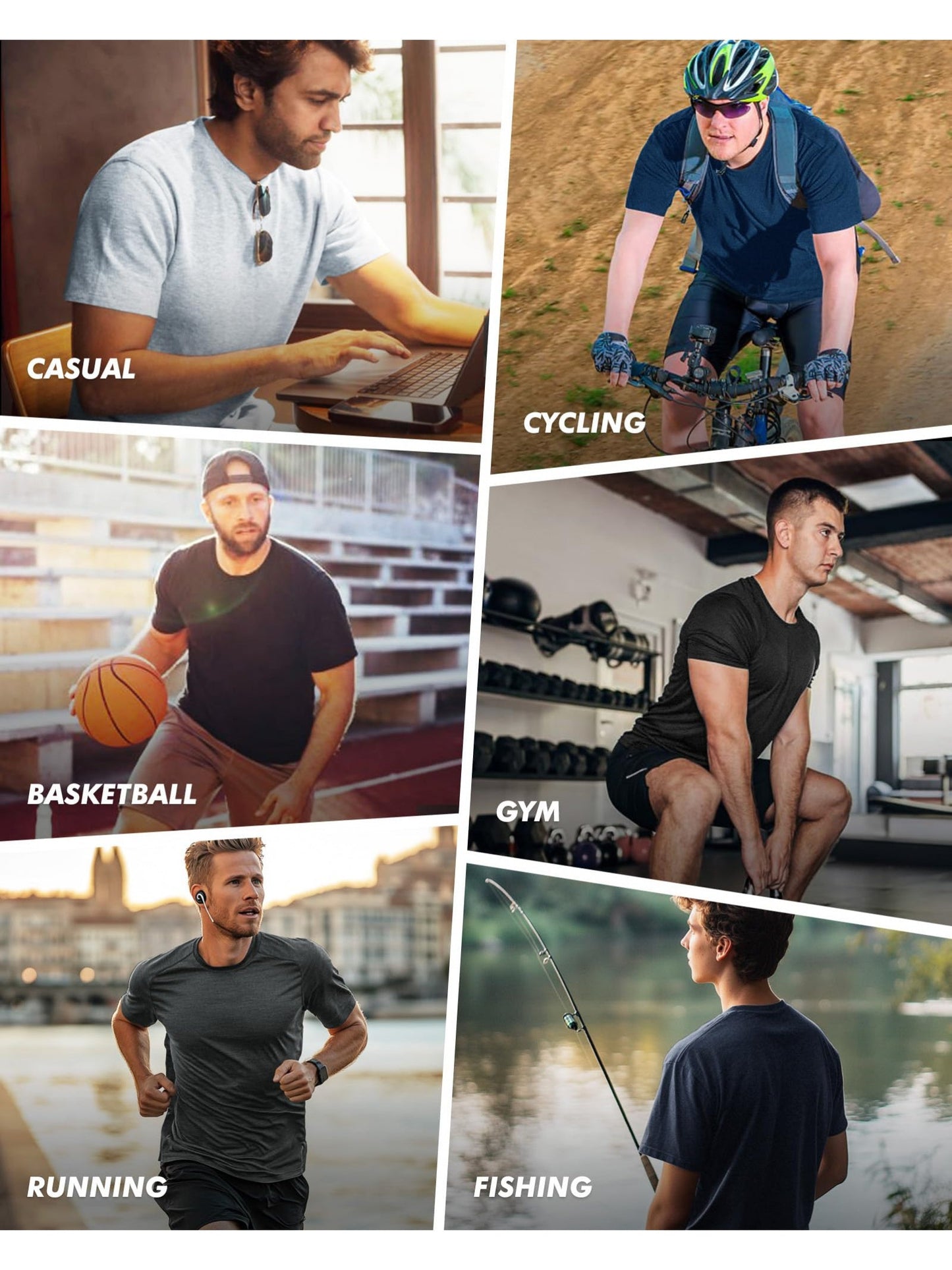 Men's Quick-Dry Workout T-Shirts 7-Pack - Moisture-Wicking Athletic Tees for Running Weight Training Tennis Gym S-XXL