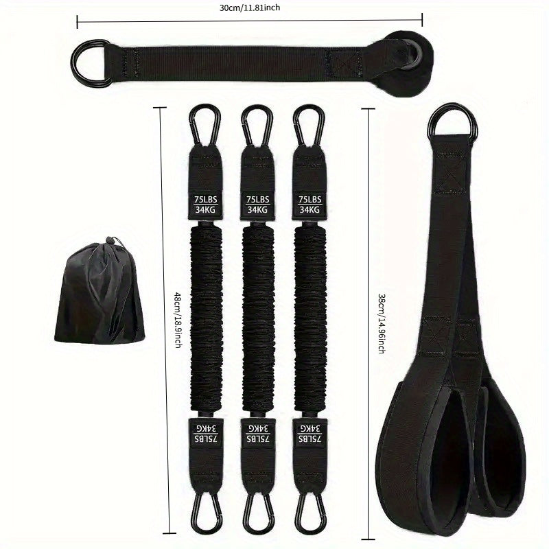 Resistance Bands Set 5pcs Heavy-Duty Latex 225 LBS Capacity – Home Gym Workout Bands with Door Anchor & Handles for Lat Pulldown Shoulder Arm Bicep Curl Face Pull Deltoid Training Men Women