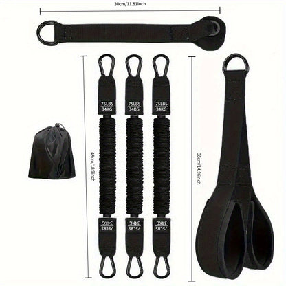 Resistance Bands Set 5pcs Heavy-Duty Latex 225 LBS Capacity – Home Gym Workout Bands with Door Anchor & Handles for Lat Pulldown Shoulder Arm Bicep Curl Face Pull Deltoid Training Men Women