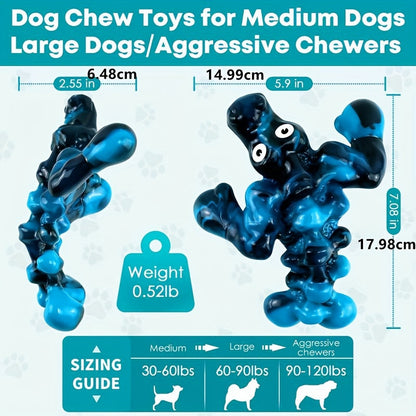 Indestructible Crocodile Dog Chew Toy – Durable Nylon & Rubber Squeaky Chew for Aggressive Chewers 20-100 lbs, Milk Flavor, Teeth Cleaning Bumpy Texture, for Large Medium & Small Dogs