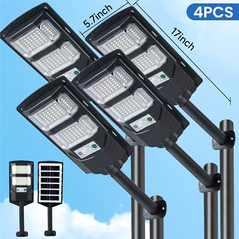Solar Street Lights 400 LED 6500K Waterproof | Motion Sensor, Remote Control, Dusk to Dawn Outdoor Solar Flood Light for Parking Lot, Yard, Driveway, Commercial Area – 2 Pack & 4 Pack