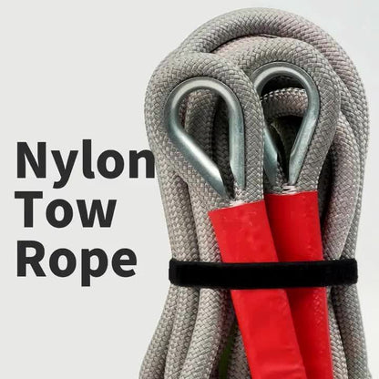 Heavy Duty Tow Hook & Tow Rope Set 16FT – Steel U-Shaped Hooks, Off-Road SUV Rescue Recovery Strap, 4 Capacity Options: 6613 / 11023 / 22046 / 39683 LBS