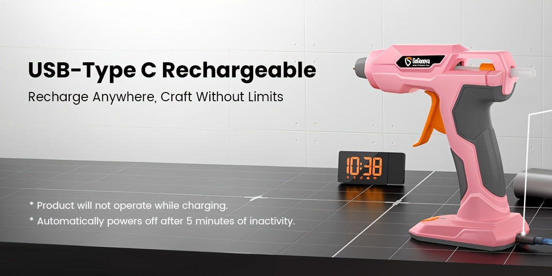 Cordless Hot Glue Gun USB Rechargeable with 25 Glue Sticks – 20 Second Fast Heating Anti-Drip Safety Design for DIY Crafts Home Repair Plush Toy Repair and Handmade Projects – Pink Grey Blue