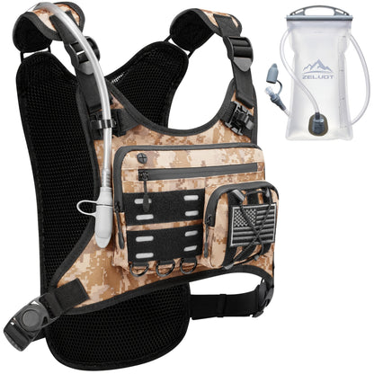 Running Hydration Vest with 3L Water Bladder Lightweight Adjustable Chest Pack Reflective Gear Holder for Men Women Marathon Trail Running Hiking Black Gray Camo Olive