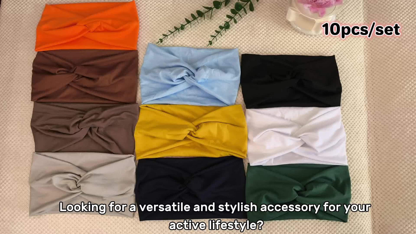 20 Pack Wide Moisture-Wicking Headbands for Women and Men Elastic Sweatband for Yoga Running Cycling Fitness Basketball Bohemian Solid Color Hair Accessories