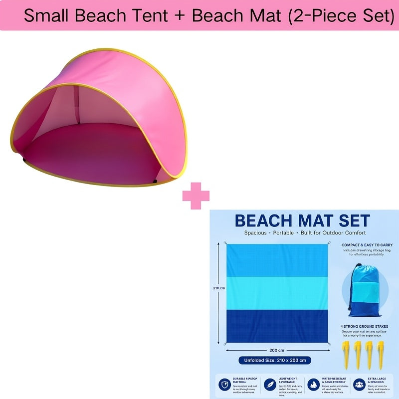 Pop Up Beach Sun Shade Tent Portable – Quick Setup UV Protection Sun Shelter Lightweight Under 50g/m² for Beach Hiking Camping Family Outdoor Travel Sun Umbrella Canopy