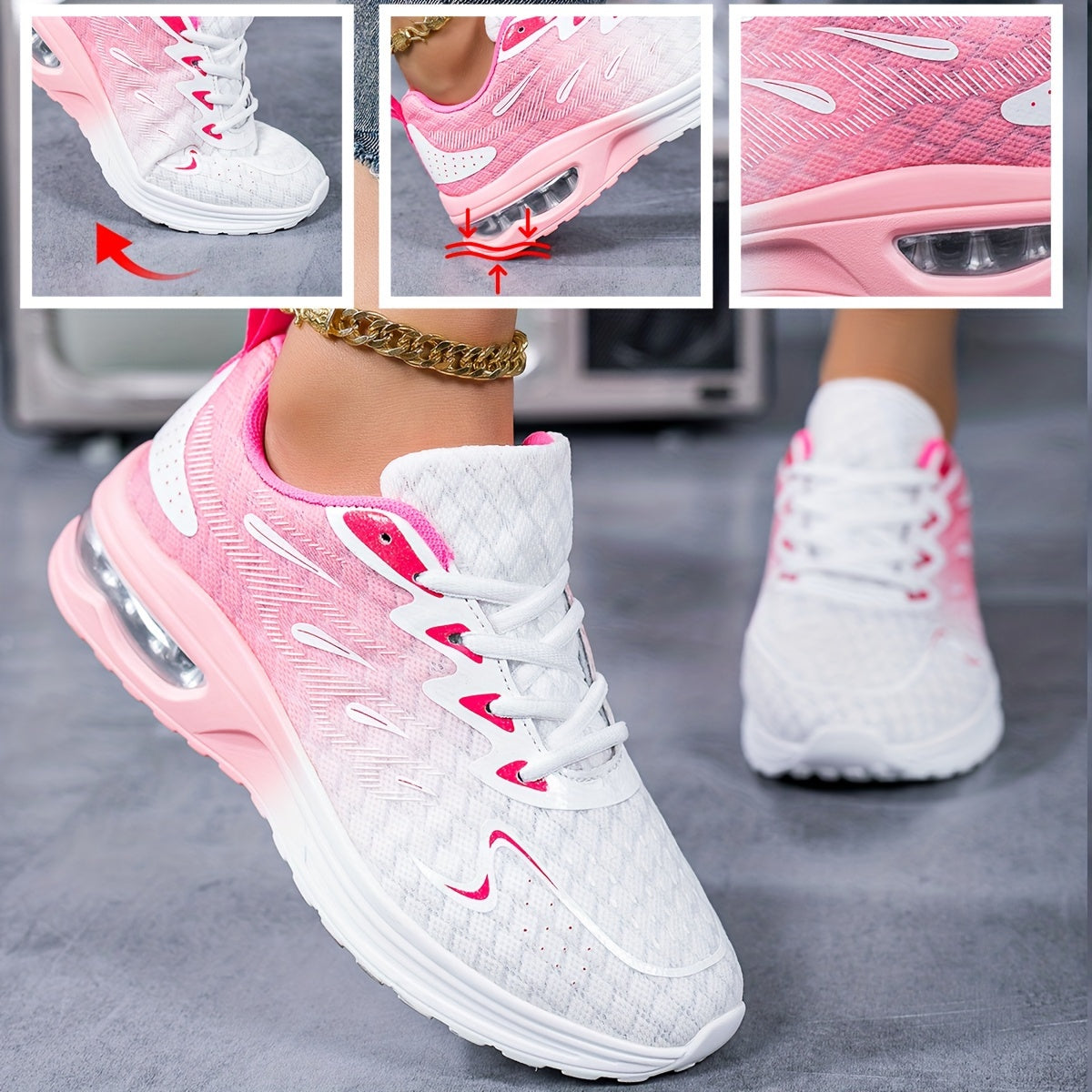 Women's Lightweight Mesh Running Shoes – Non-Slip Breathable Sneakers with Air Cushion & Arch Support for Running, Walking, Tennis, Gym & Casual Wear, Available in Multiple Colors & Sizes EU 36-43