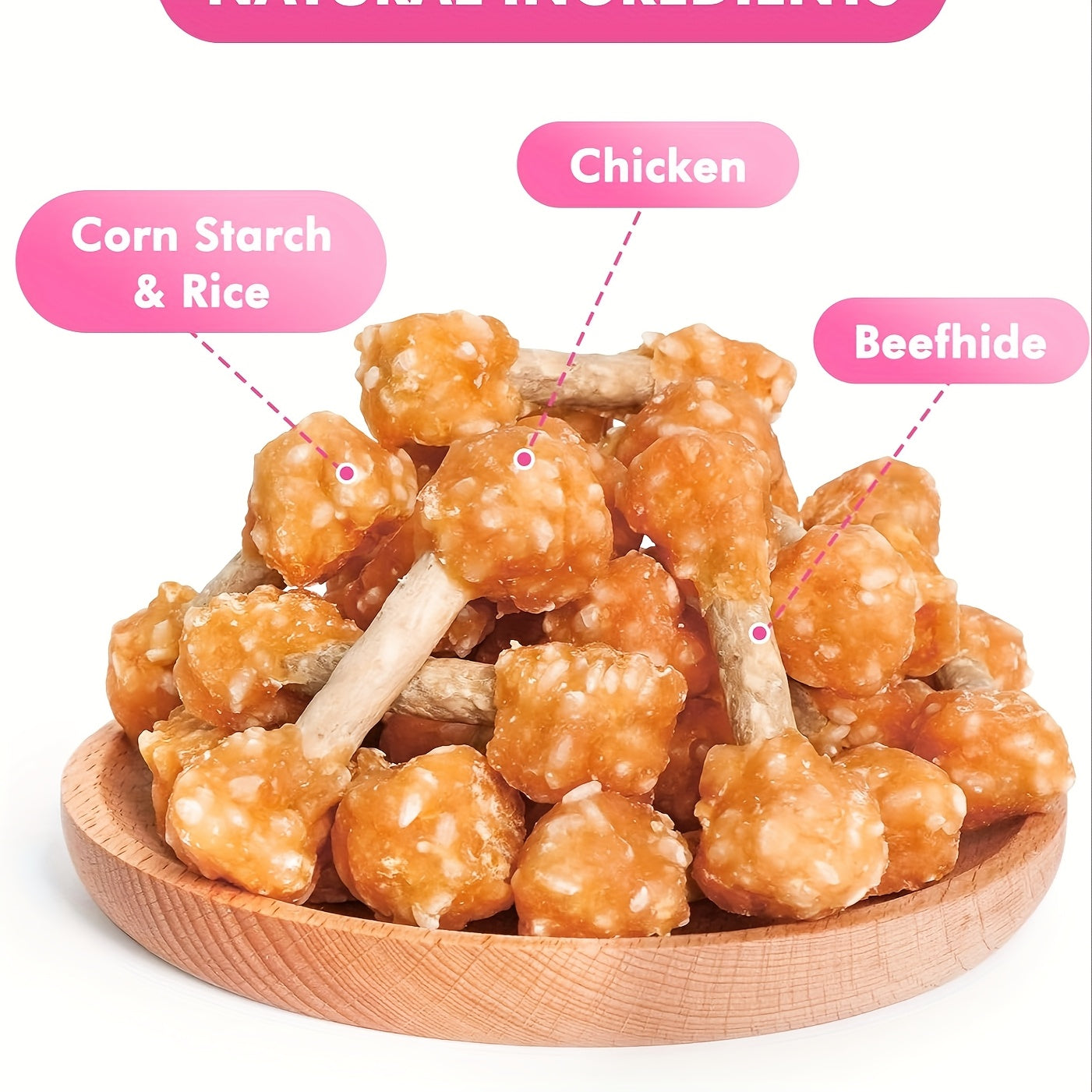 High Protein Chicken Dumbbell Dog Treats – Natural Healthy Long-Lasting Training Reward Snacks with Rice for Small, Medium & Large Breed Dogs