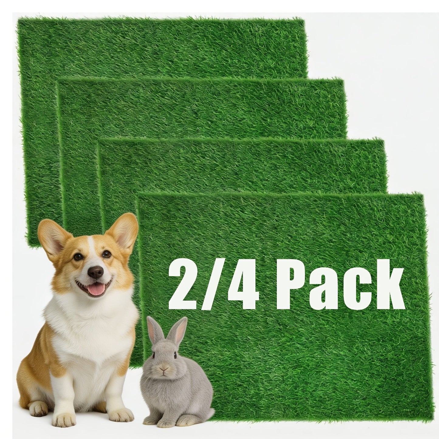 2-Pack Washable Dog Potty Training Mat Reusable Artificial Grass Pad with Odor Control for Puppies and Adult Dogs Indoor Outdoor Housebreaking and Travel Pet Waste Solution