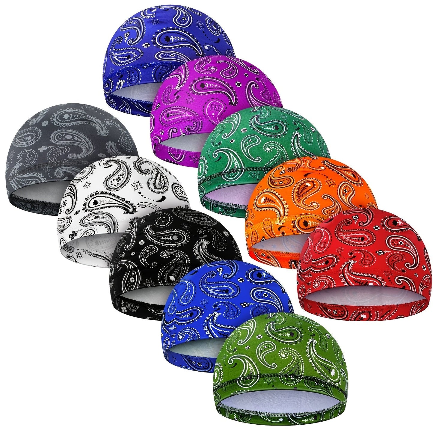 Men's Skull Caps 10-Pack Cooling Wicking Knit Beanie Do Rag Head Wrap - Welding Hard Hat Liner Cycling Workout Caps Mixed Vintage Styles for Men Daily Wear & Outdoor Activities