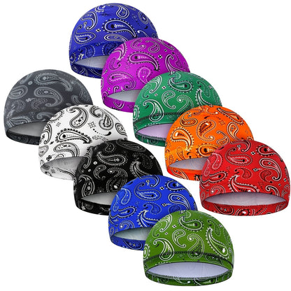 Men's Skull Caps 10-Pack Cooling Wicking Knit Beanie Do Rag Head Wrap - Welding Hard Hat Liner Cycling Workout Caps Mixed Vintage Styles for Men Daily Wear & Outdoor Activities