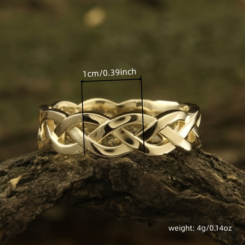 18K Gold Plated Copper Woven Hollow Ring for Women – Minimalist Stackable Band, Sizes 5-13, Luxurious Texture for Weddings, Anniversaries, Parties & Everyday Wear, No Gemstone