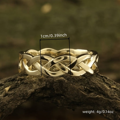 18K Gold Plated Copper Woven Hollow Ring for Women – Minimalist Stackable Band, Sizes 5-13, Luxurious Texture for Weddings, Anniversaries, Parties & Everyday Wear, No Gemstone